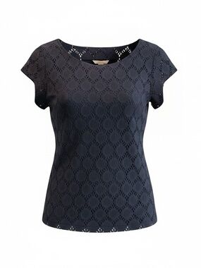 Banana Republic Navy Eyelet Lace Short-Sleeve Top sz 6